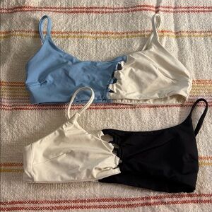 Small - NWOT- L*Space - Bundle of Two Swim Tops Blue & Black White Combo